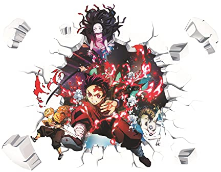 Grenric Autocollant mural Demon Anime Cartoon pour chambre d'enfant - Décoration murale autocollante - Pour fête d'anniversaire