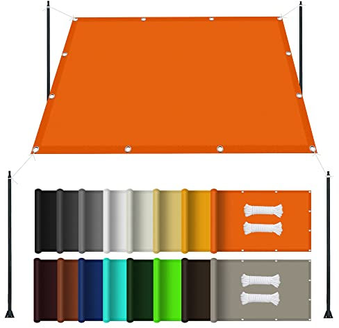 Voile D'ombrage Rectangulaire Imperméable 1.6 x 3 m Tissu de Protection Solaire Rectangulaire Parasol Rectangulaire Étanche pour Patio Jardin Terrasse Extérieur, Orange