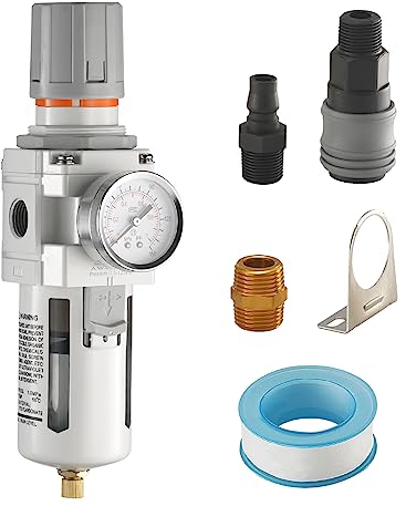 VEVOR Filtro regolatore per compressore d'aria, essiccatore d'aria per compressore 1/2 NPT 5μm, separatore d'acqua per compressore d'aria semiautomatico, regolatore di pressione 7,5-125PSI