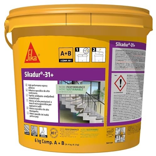 Sika - Sikadur 31+ (AB), Grigio Calcestruzzo - Adesivo epossidico - Incollaggio strutturale - Ripristino calcetruzzo - Secchio in platica 6kg (A+B)
