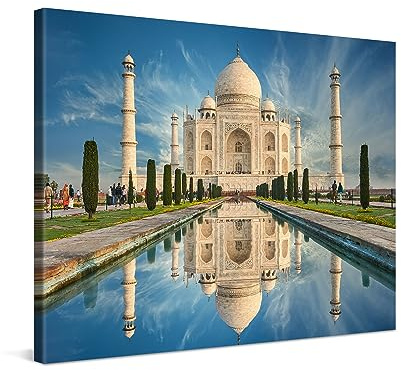 PICANOVA – Leinwandbild 80x60cm Indien Taj Mahal – Leinwanddruck – Wandbild Kunstdruck Auf 2cm Holz-Keilrahmen Für Schlaf- Und Wohnzimmer Wanddekoration – Bild auf Leinwand