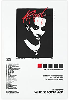 ZAPORA Playboi Carti Poster Whole Lotta Red Album Cover Leinwand Poster Schlafzimmer Dekor Sport Landschaft Büro Zimmer Dekor Geschenk ungerahmt 30 x 45 cm