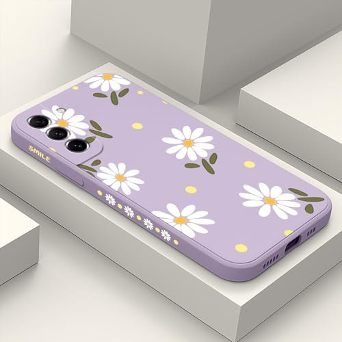 LEECG für Samsung Galaxy S21 FE Hülle Floral Kreative Seiten Modische Designs Weiches Silikon Schlankes Samsung S21 FE Hülle-Hellviolett 1