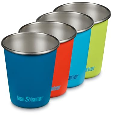 Klean Kanteen 4er Set Pint Cup aus Edelstahl, Einwandig, in verschiedenen Farben, 296mml, 1010583, Dragon Tails