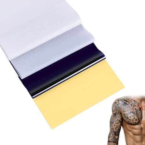 Qobobo Transferpapier Tattoo 100 Blätter Stencil Papier A4 Kohlepapier Tattoo Papier Tattoo Transfer Paper Tattoo Folie zum Bedrucken für Thermoschablonen
