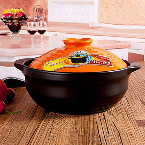 Cazuela De Cerámica Plana con Tapa Olla Caliente De Cerámica Donabe Redonda Olla De Barro Pequeña Olla De Barro Olla Caldo Resistente Al Calor Estofado Antiadherente Olla Saludable A Amarill