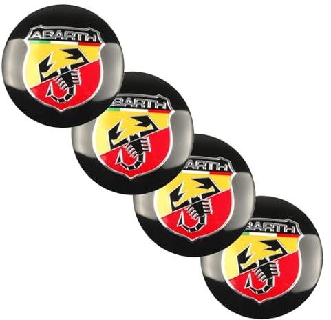 4 Stück Radnabenkappen für FIAT 500 595 Punto Bravo Stilo Panda Abarth 56mm, Felgendeckel Felgenkappen Nabenkappen Nabendeckel Radnabenabdeckung Radnabendeckel Reifen Felgen Aufkleber