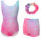 zffriction Mädchen Turnanzug Ärmellos Kinder Gymnastikanzug mit Shorts und Haarband Set Gymnastik Ballett Trikot für 5-12 Jahre (Bunte Sterne, 130)
