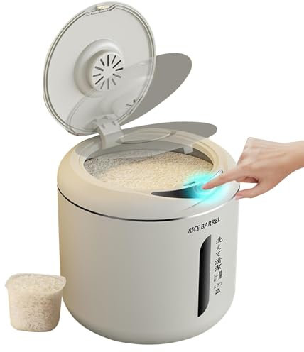 Rice Storage Container 5kg - Moisture Resistant Rice Container With Lid | Airtight Double Sealed Rice Storage Box | Airtight Food Storage Containers For Rice, Cereals, Flour, Pasta, Nuts, Beans