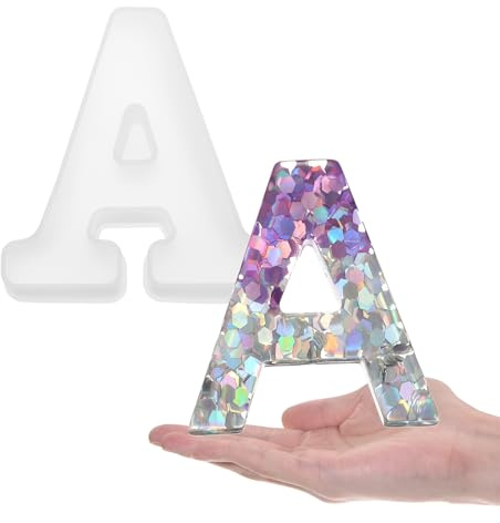 sourcing map Large Letter A Resin Molding 6 3D Capital Alphabet Silicone Mould for Word Sign Art, DIY Crafts, Home Party Decoration, Candle Wax, Soap Crafts
