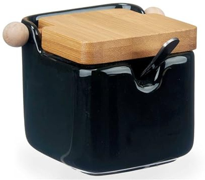 San Ignacio Sucrier céramique noir couvercle bambou collection VESSIA