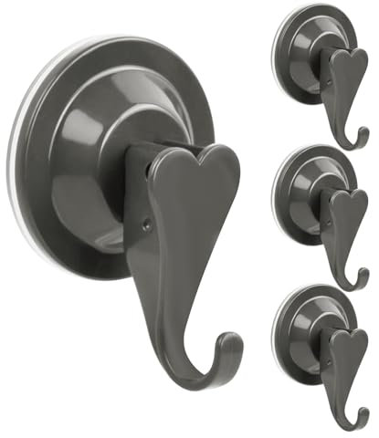 Naseom 4 Pezzi Ganci a Ventosa, Ventose con Gancio Super Resistenti, Ganci da Parete, Ganci Adesivi, Senza Trapano, Ganci a Ventosa per Cucina, Bagno, Caravan, Ufficio e Camera
