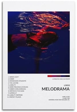 nshdahns Melodrama-Album-Poster (Lorde), Wandkunst, Vintage-Kunst, Raumdekoration, ästhetisches Schlafzimmer-Poster für Schlafzimmer, 30 x 45 cm, ungerahmter Stil