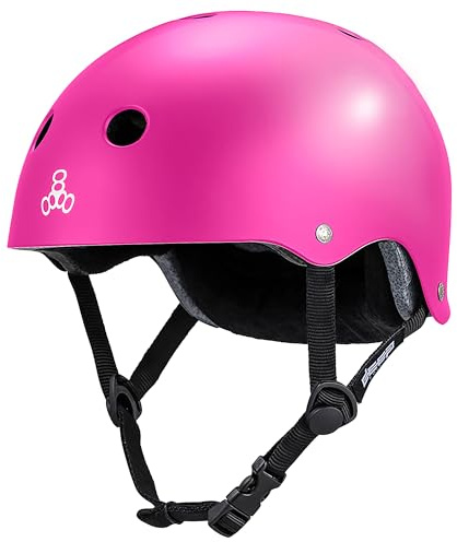 Triple Eight Deep Cover Helmet – Ideal for Skateboarding, Cycling, BMX, and Roller Skating - X-Small/Small - Pink Glossy