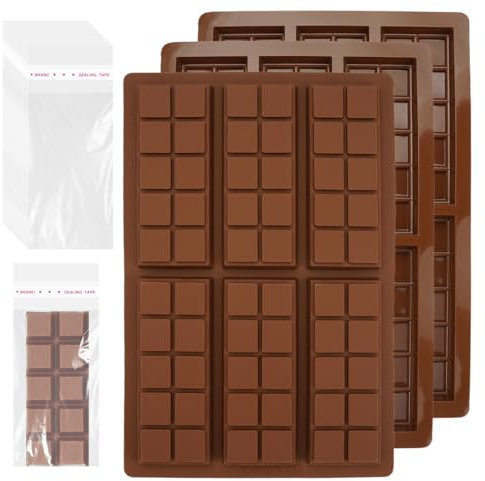 3 Pièces Moules à Tablette de Chocolat Profonds, Moule à Chocolat en Silicone, Moule Tablette Chocolat Dubai en 100 Sacs, Moules à Chocolat Super Profonds pour Barres Protéinées, Énergétiques, Praline