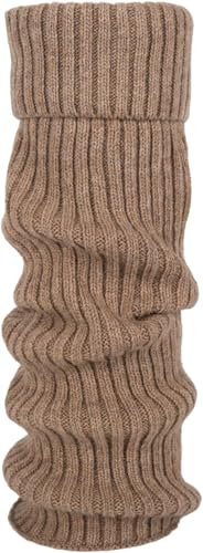 styleBREAKER Damen Beinstulpen mit hohem Wollanteil, extra lange Strickstulpen Winter, Einfarbig, flexibel und warm 08030015, Farbe:Braun meliert