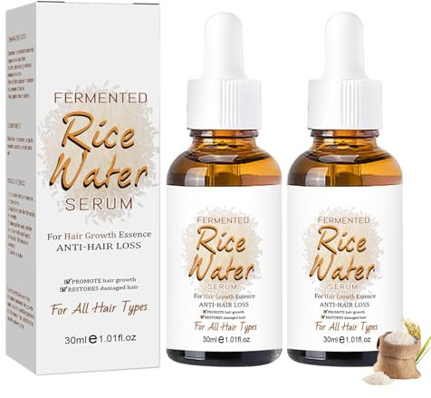 Reiswasser Haarwachstum, 2PCS Haarwuchsmittel für Dünner Werdendes Haar, Anti Haarausfall Essenz für Männer Frauen, Haarpflege Schnelles Wachstum, Hair Growth Serum bei Haarausfall & zum Beschleunigen