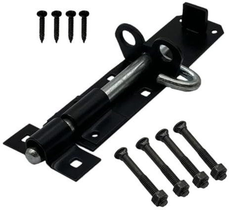 Garden Mile 1pc Black Bolt Lock for Shed Gates Doors 6 / 150mm Sliding Brenton Bolts Gate Bolts for Wooden Gates Heavy Duty Locking Black Door Bolt Weatherproof Bolts for Doors and Sheds