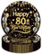 EVYIENEN 50Pcs Black and Gold 80th Birthday Paper Plates,7inch Happy Birthday Disposable Paper Plates Party Decorations for Man Women 80th Party Supplies