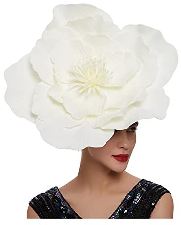 KJBDQQH Fascinator Damen Großes Blumenhaarband mit Schleife, Fascinator-Hut, Kopfbedeckung for Frauen, Braut-Make-up, Abschlussball, Fotoshooting, Fotografie, Haar-Accessoires(Ivory)