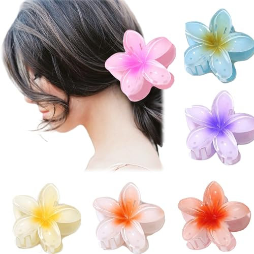 6Pcs Flower Claw Clips, Strong Hold Nonslip Hair Clips for Women and Girls, Flower Hair Clip for Women Girls Holiday Gifts (Multicolour)