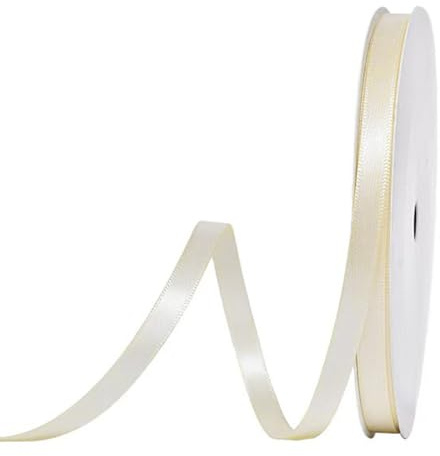 91 m Satinband Beige, 6 mm Doppelseitig Schleifenband Geschenkband Dekoband Seidenband Doppelsatinband Satin Ribbon für Hochzeit Geburtstag Party Dekoration, Geschenkverpackung, Basteln
