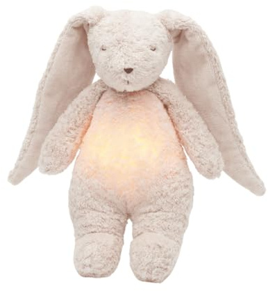 Moonie 2.0 Organic Humming Bunny with Night Lamp – Rose | Soothing White & Pink Noise Sleep Aid for Babies | Voice Recording | Rechargeable, GOTS Certified Cotton | Calming Plush for Newborn & Toddler