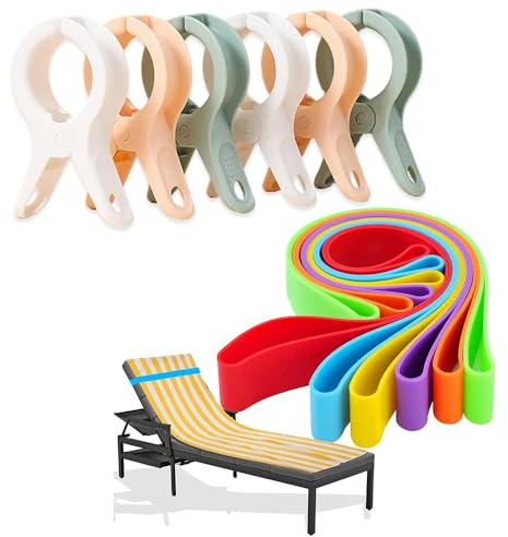 6 Stück Handtuchklammern Klammern für Strandliegen und Gummiband Breit Strand Zubehör Wäscheklammern Groß Wäscheklammer Strandliege Handtuchclips Strandtuch Klemmen Handtuch Badetuch Urlaub Must Haves