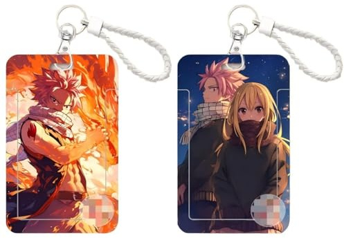 Lanyard Animé Porte Badge Porte Cartes - 2 Pièces Fairy Tail Lucy | Pour École, Bureau, Carte de Transport Bus (2)