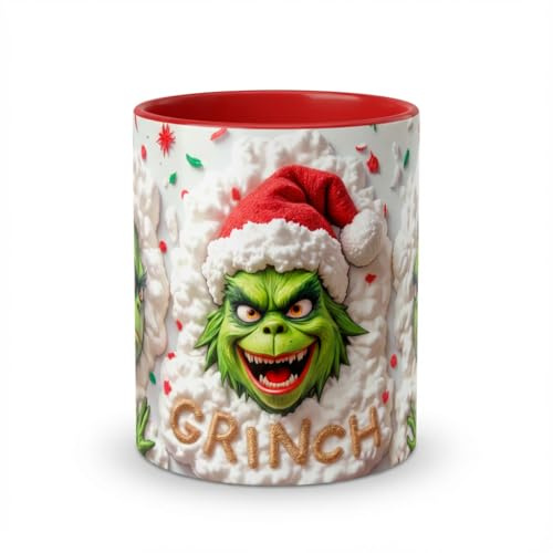 Shopi Zone Grinch Ceramic Christmas Mug - A Touch of Festive Magic at Christmas - Funny Christmas Design (Red)