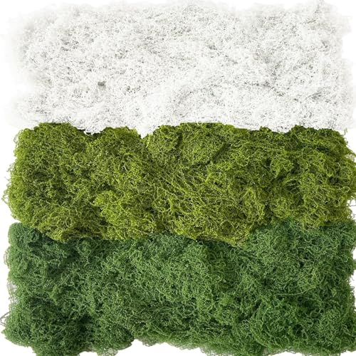 Künstliches Moos Deko Set, 3 Arten Moos Zum Basteln Und Dekorieren, Islandmoos Und Kunstmoos, 50g Pro Packung ﻿