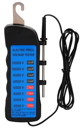 Elektrozaun Digitaler Spannungsprüfer, 2000-12000V-Zaunprüfer mit 8 Neon-Anzeigeleuchten/Tragbarer Weidezaun Prüfgerät zur Fehlersuche an landwirtschaftlichen Betrieben