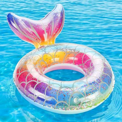 MoKo Aufblasbarer Schwimmring, Meerjungfrau Schwimmreifen | Kinder 70# Luftmatratze Pool Spielzeug Wasserspielzeug für Sandstrand Schwimmbad