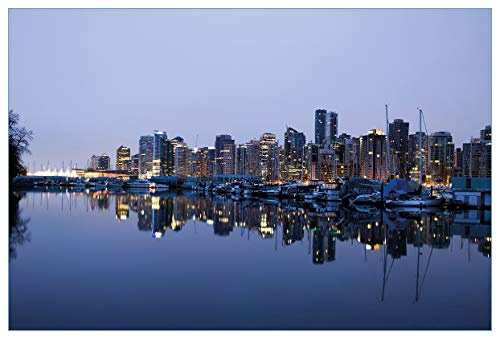 Wallario Küchenrückwand selbstklebend 90 x 60 cm, Motiv: Skyline von Vancouver | Spritzschutz abwischbar & pflegeleicht