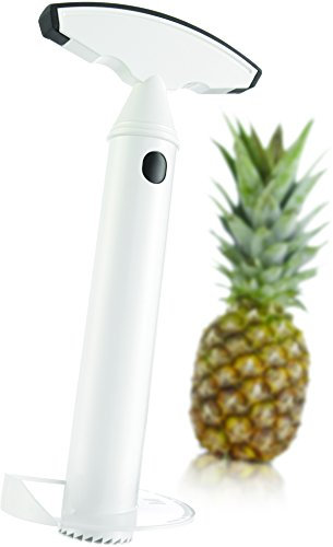 Vacu Vin Ananasschneider - Schält, entkernt und schneidet eine ganze Ananas in Sekunden - Weißer Kunststoffgriff - Ideal für tropische Mottopartys