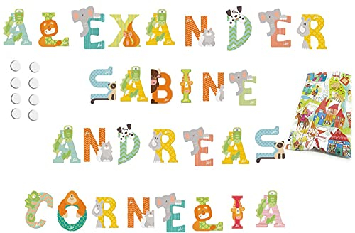 5 Sevi Holzbuchstaben Tiere für Wunschname inkl Geschenkverpackung Türbuchstaben Kinderbuchstaben Holz Dekobuchstaben (5 Holzbuchstaben)