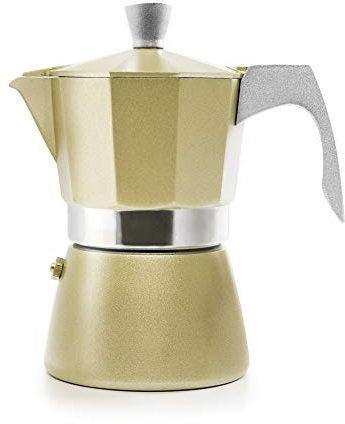IBILI - Cafetera express Evva Golden, 2 tazas, 100 ml, Aluminio fundido, Apto para inducción