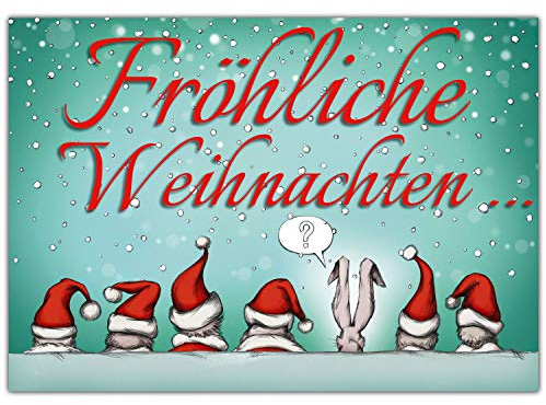 A4 XXL Weihnachtskarte WEIHNACHTSMÜTZEN mit Umschlag - lustige Klappkarte für Kollegen Freunde Verwandte - Frohe Weihnachten Karte von BREITENWERK