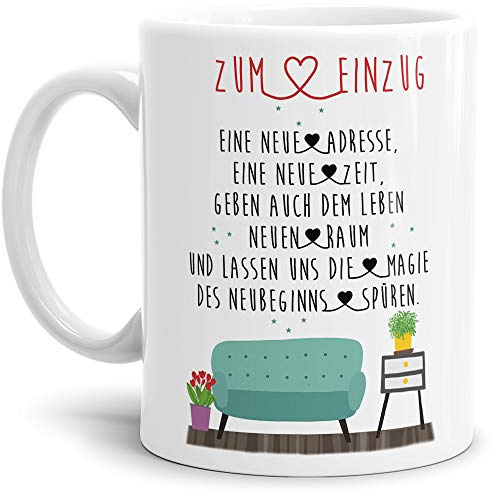 Tasse mit Spruch Die Magie des Neubeginns - Weiss/Zuhause/Eigenheim/Geschenk-Idee