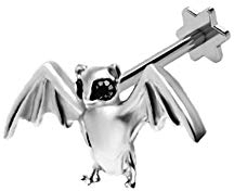 BlackAmazement 316L Edelstahl Labret Ohrstecker Tragus Helix Piercing Fledermaus Bat Rosegold Silber Gothic Damen (Silber)