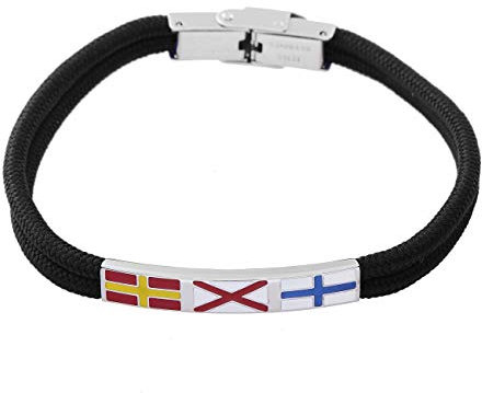 inSCINTILLE Bracciale Navy Uomo in Acciaio Inossidabile con Corda Nautica e Bandiere Nautiche