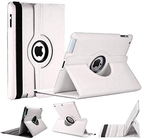 WorldBiz Hülle für iPad Pro 12,9 Zoll (1. und 2. Generation 2015 und 2017) 360° drehbarer Totalschutz Cover mit Klappständer Funktion, Weiß