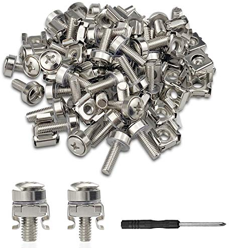 40stk M5 M6 Käfigmuttern, Schrauben Unterlegscheiben Set Rack Mount Server Regale Schrank Schraubenmuttern für Netzwerkschränke （mit Schraubendreher）