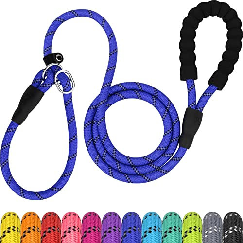 TagME Réfléchissant Laisse Coulissante, Laisse Corde de Dressage pour Petits Chien, Ø10mm x 185cm, Bleu Marin
