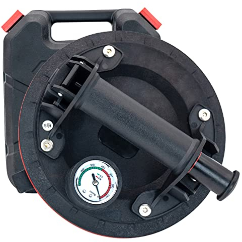 SDRTOP Vacuum Suction Cups 8Inch Glass Suckers Lifters Heavy Duty with Pressure Gauge Tile Sucker Pads Lifter Glazing Tools for Granite Lifting&Window Replacement 400lbs Safe Load Capacity