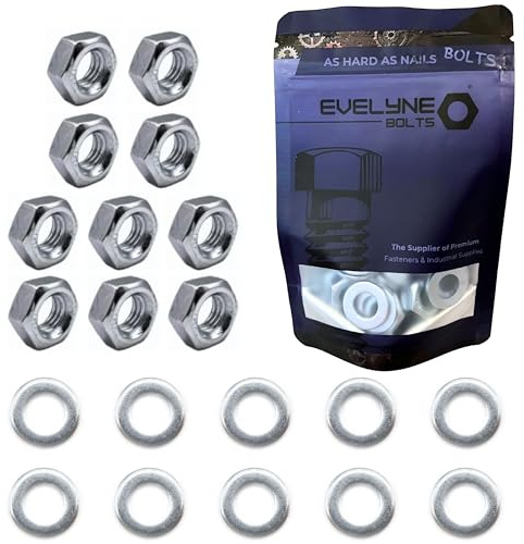 M12 Nuts & Washers Set. 10 – 12mm Steel Nuts & 10 – M12 Form A Flat Washers.