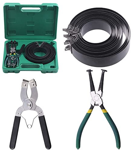 Swpeet 17 Stück Auto-Werkzeug, verstellbare schwarze Kolben-Installationszange und grüne Auto-Motor-Kolbenring-Kompressor-Zangen mit 6,1 cm – 14,5 cm Kolbenring-Set mit Tragetasche