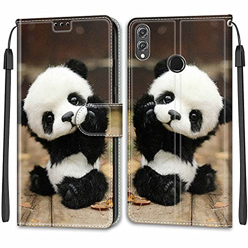 Feyten Kompatibel mit Huawei Honor 8X Hülle, Handyhülle Huawei Honor 8X, Handytasche PU Leder Klappbar Schutzhülle Wallet Kartenfach Magnet Klapphülle Case Brieftasche Lederhülle (Panda)