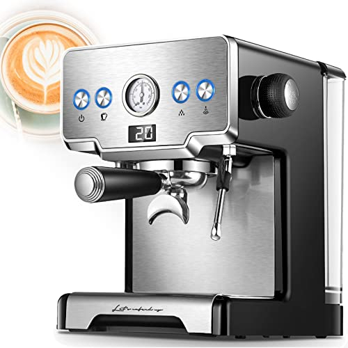 LEIYI Pump Steam Coffee Machine, 15Bar Espresso Machine, With Bubbler, 58mm Extraction System, Pid Temperature Control Technology, Independent Hot Water Outlet