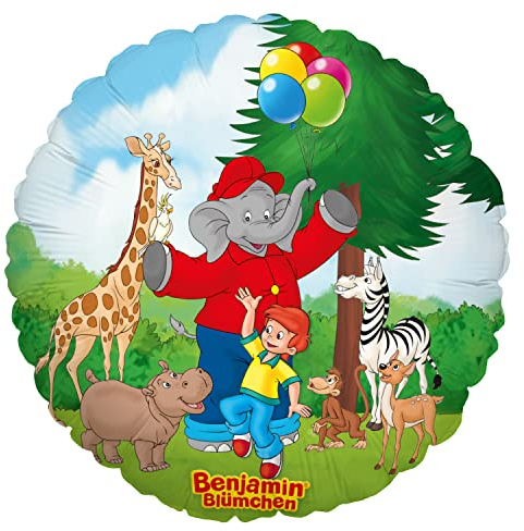 Party Factory `Zooparty´, Benjamin Blümchen Folienballon, bunt, Ø45cm, Heliumballon sprechender Elefant mit Otto und Zootieren
